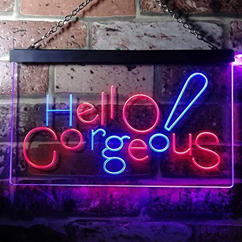 Beauty Shop Hello Gorgeous Dual LED Neon Light Sign